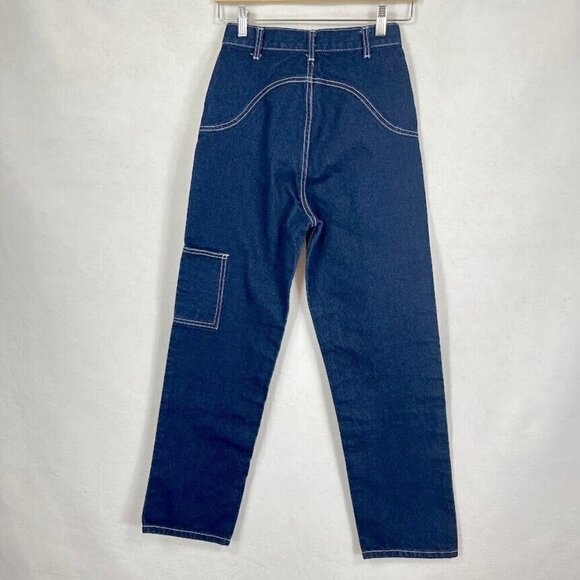 John Galt Brandy Melville Double Knee Straight Leg High Waisted Denim Jeans S - Picture 4 of 7